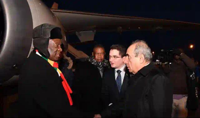 Mnangagwa Arrives In Azerbaijan From Belarus