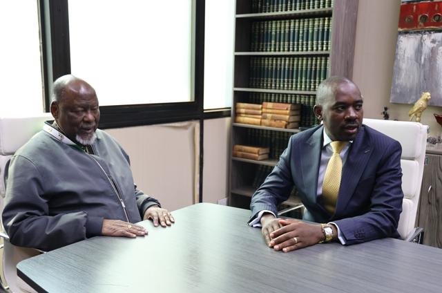 Former Mozambican President Joaquim Chissano Meets Chamisa