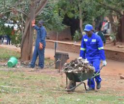 Patson Dzamara begins community service for 'stealing' an officer's helmet and baton stick.