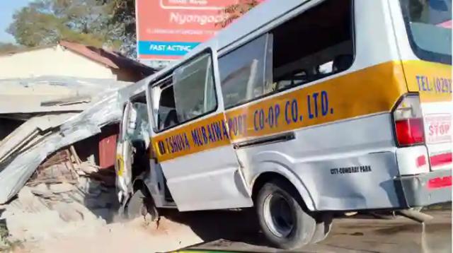 Tshova Mubaiwa Kombi Driver Flees After Crashing Vehicle Into School Precast Wall